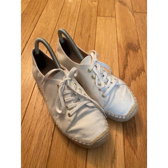 J. Crew, women's white canvas espadrille lace up sneaker size 7.5 - Picture 1 of 7